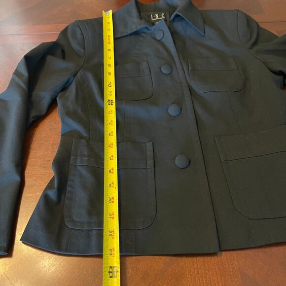 Womens Black Button-Up Blazer Jacket Four Pockets I.N.C International Concepts - Picture 2 of 8